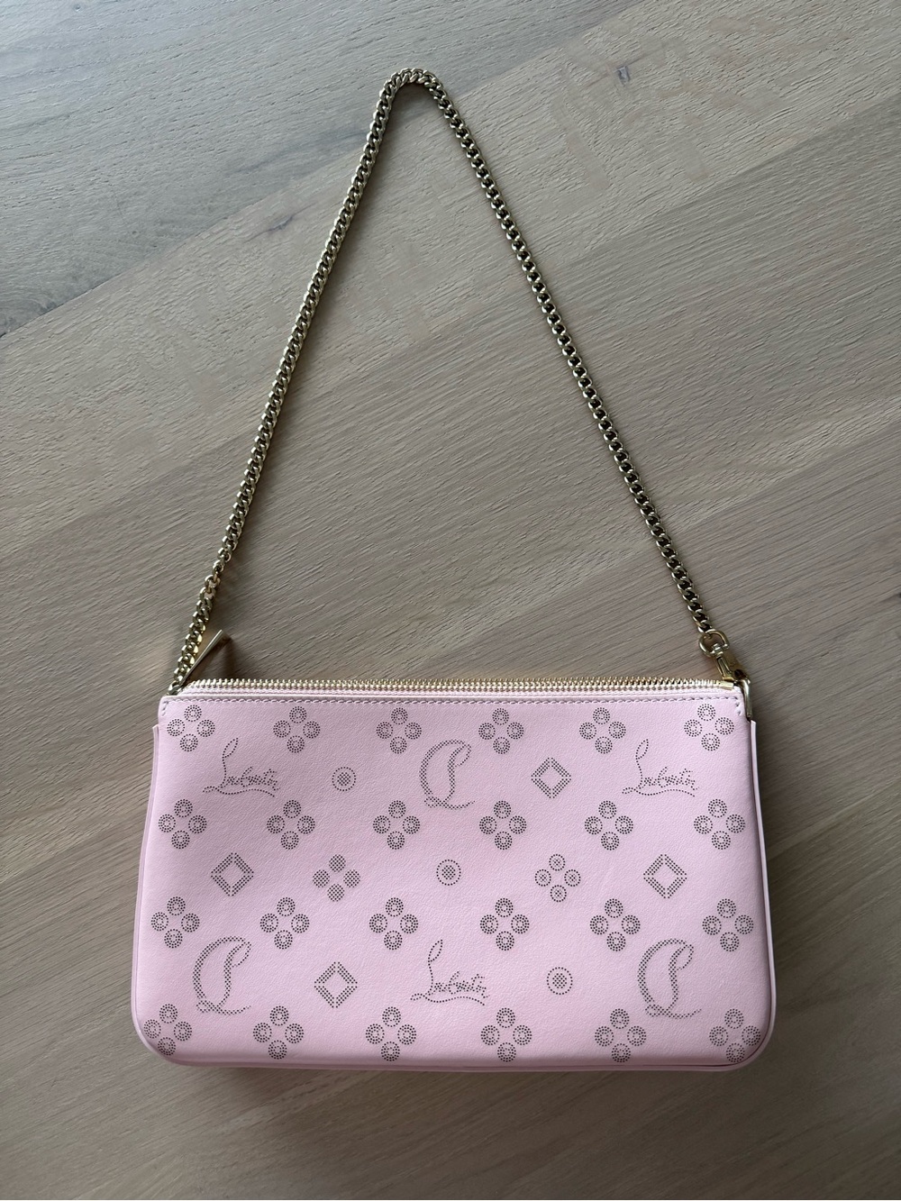 Christian Louboutin Blush Pink Logo Chain Shoulder Bag - Picture 1 of 12